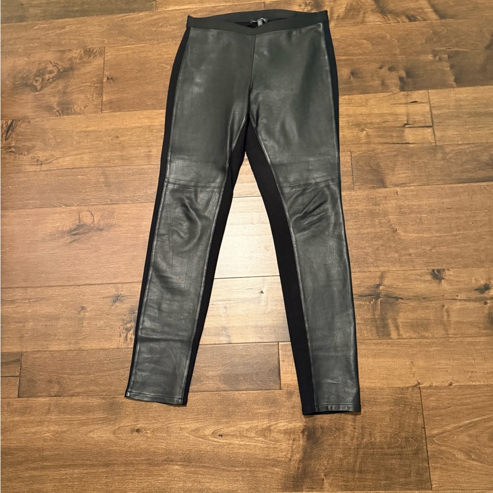 Eileen Fisher Black Leather Panel Jeggings